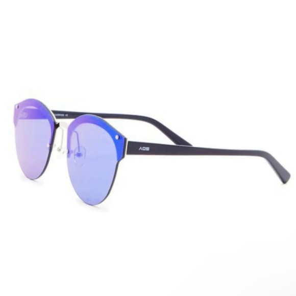 $149 AQS Modified Cat Eye Sunglasses AQUASWISS Mirror Blue Lens Made Italy 🇮🇹 - Picture 5 of 10